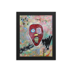 Basquiat'esq framed "Yell" print by X-OVERT